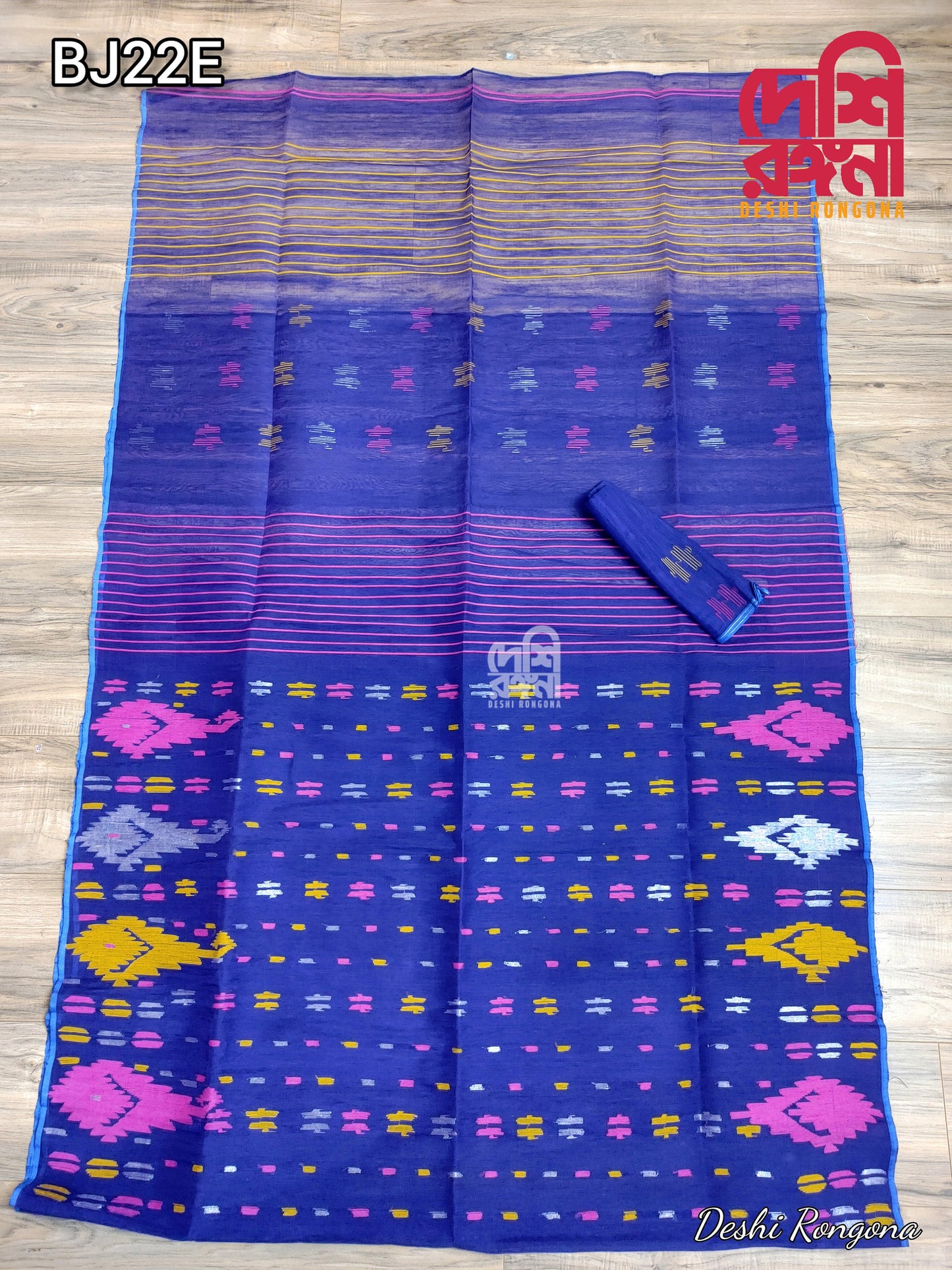 Original Dhakai Jamdani Saree, Navy blue / Multi thread work, Made in Bangladesh, Halfsilk,Handloom 40 count thread,Traditional,Classy Saree