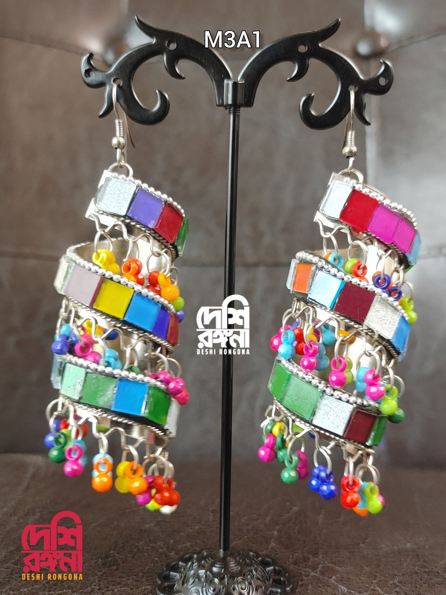 Oxidized Spiral Mirror Earrings, Metal Build, light weight, Dangle Earrings, Gorgeous Jewelry that goes well with Handmade clothing