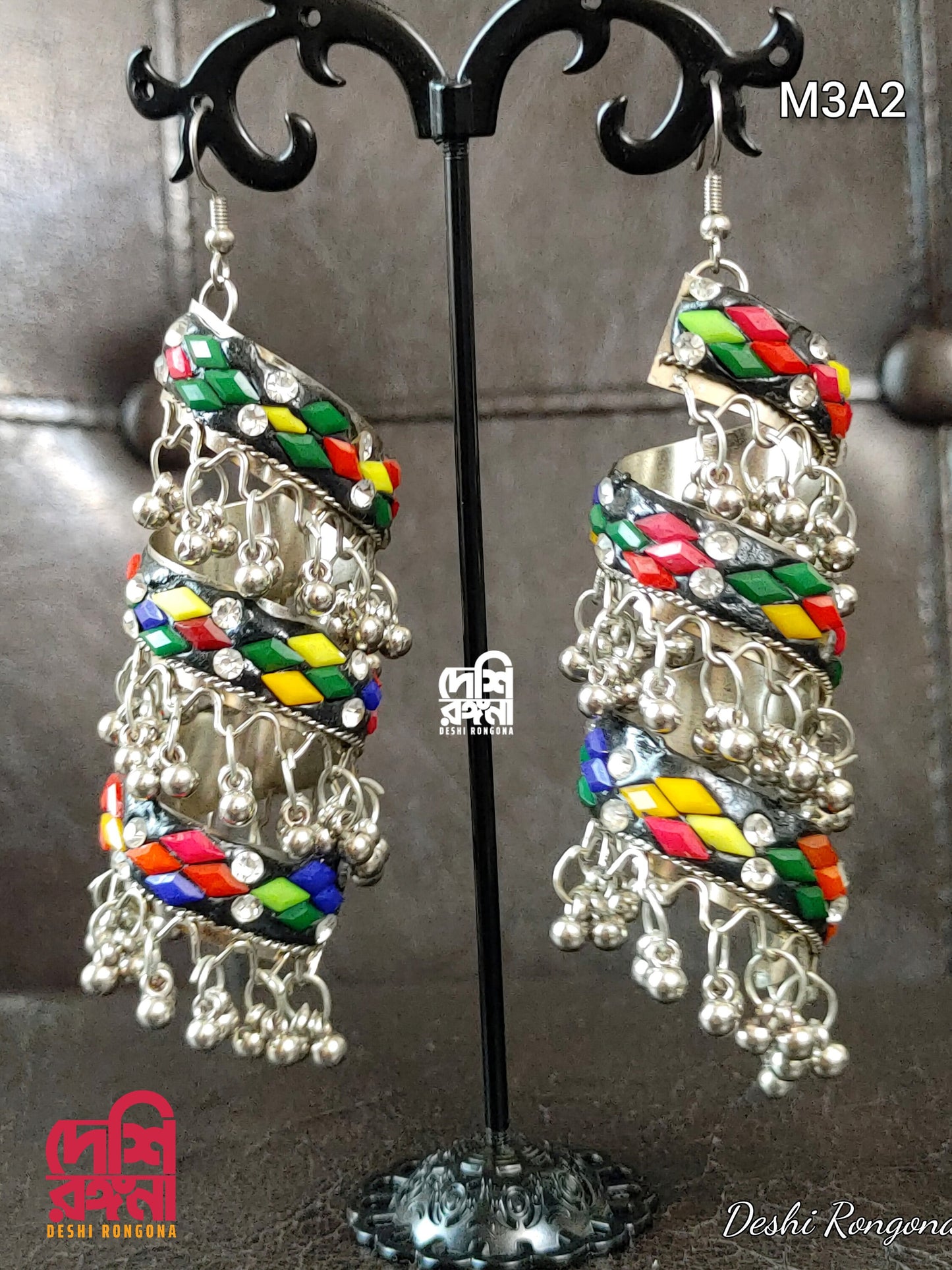 Oxidized Spiral Multi Color Earrings, Metal Build, light weight, Dangle Earrings, Gorgeous Jewelry that goes well with Handmade clothing