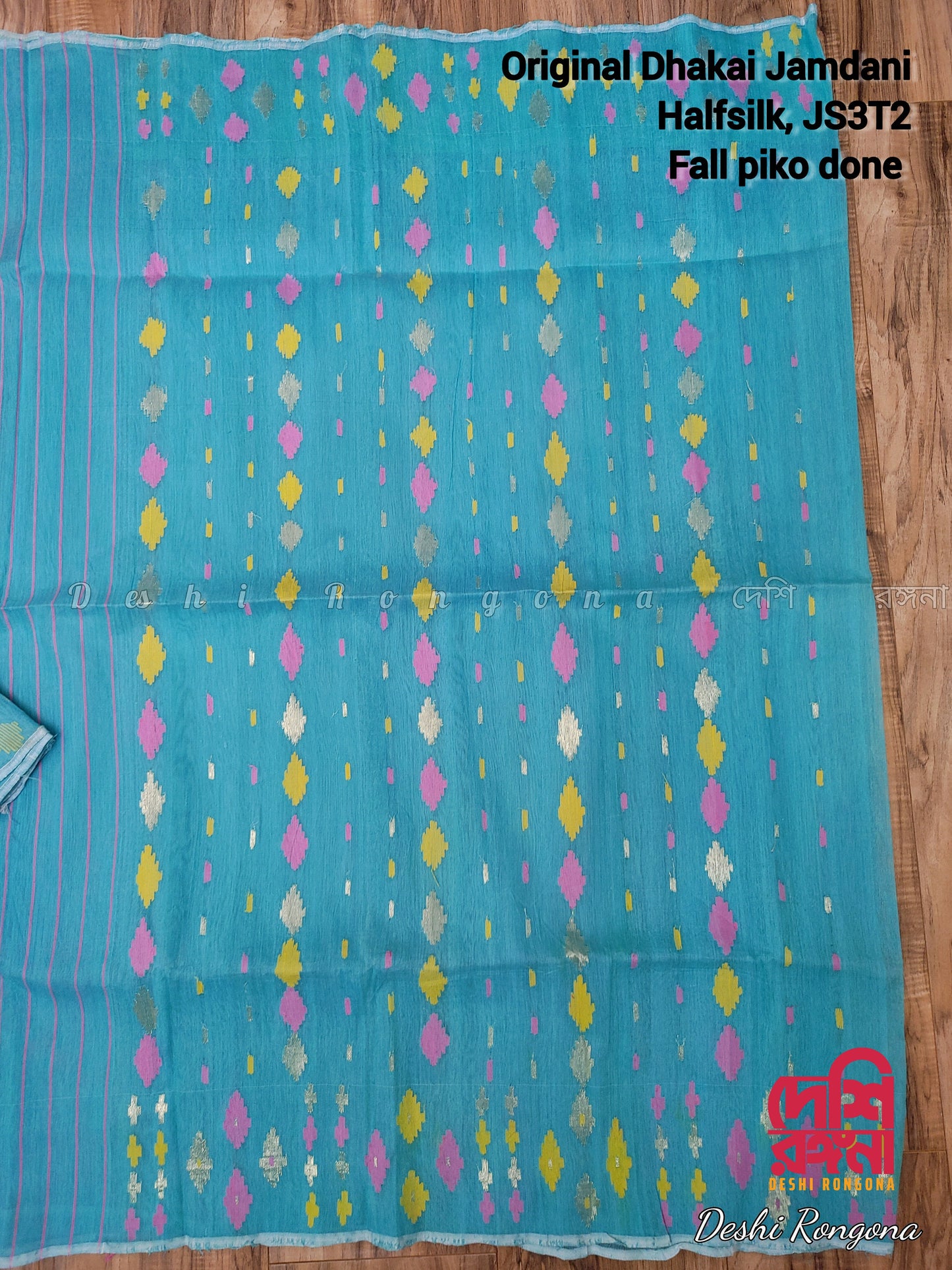Original Dhakai Jamdani Saree, Beautiful Turquoise Saree with Multi Thread work,Handloom,Halfsilk, 40 count, Traditional,Classy Party Saree