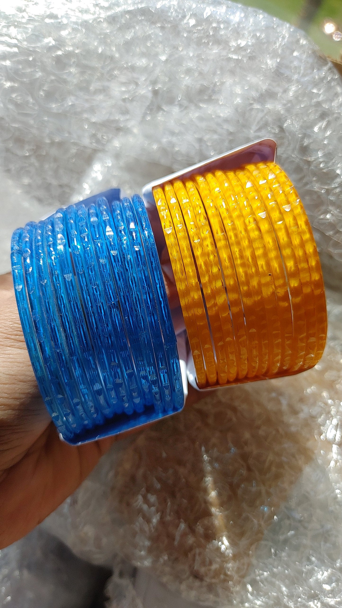 12 Stunning Glass Bangles - Vibrant Colors & Sweet Sounds