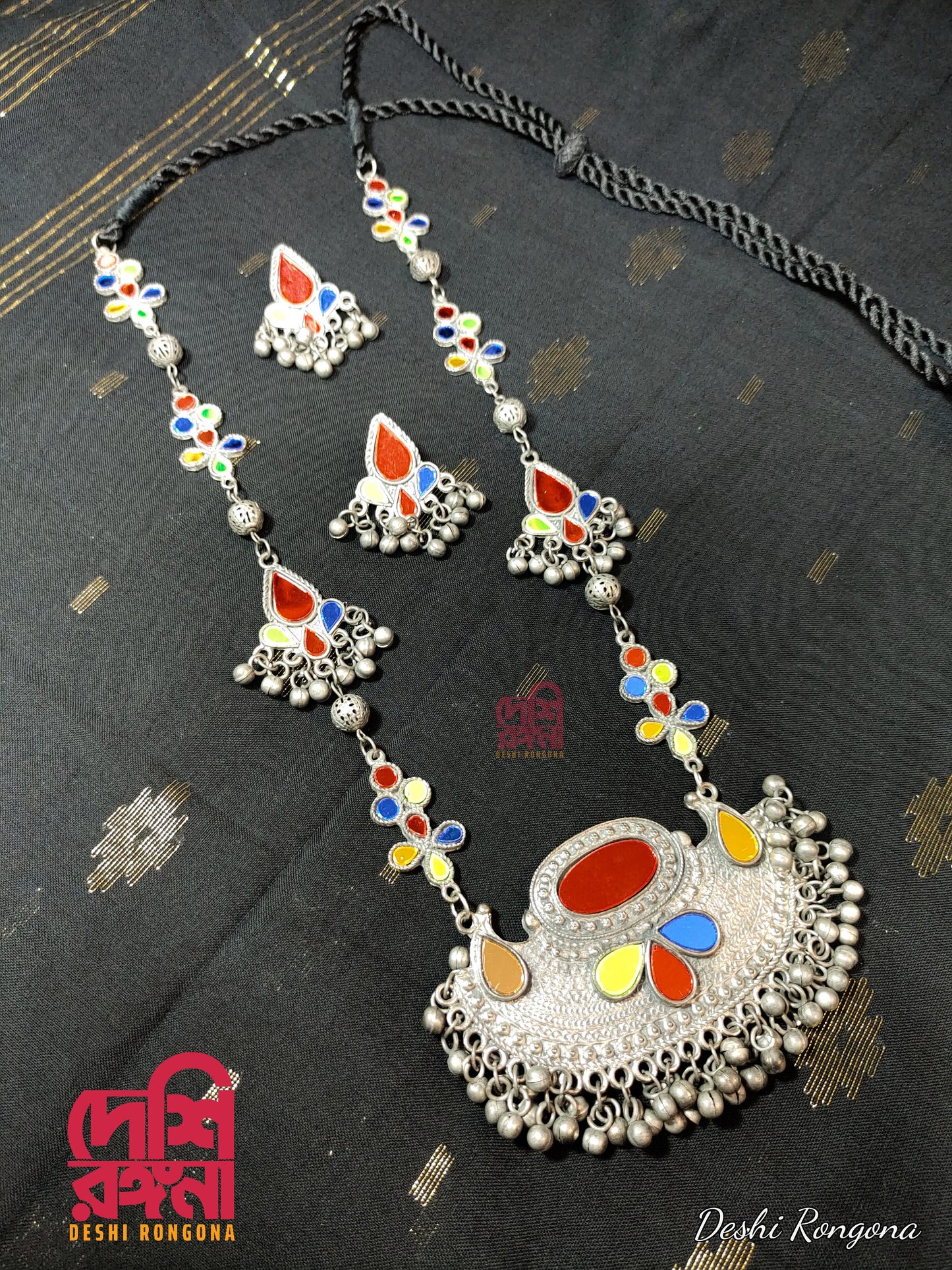 Silver Oxidised Mirror Jewelry, Antique Silver Plated Necklace,Jhumka Earrings,Indian Bollywood Jewelry,Fashion Set, Afgan/Bohemian Jewelry