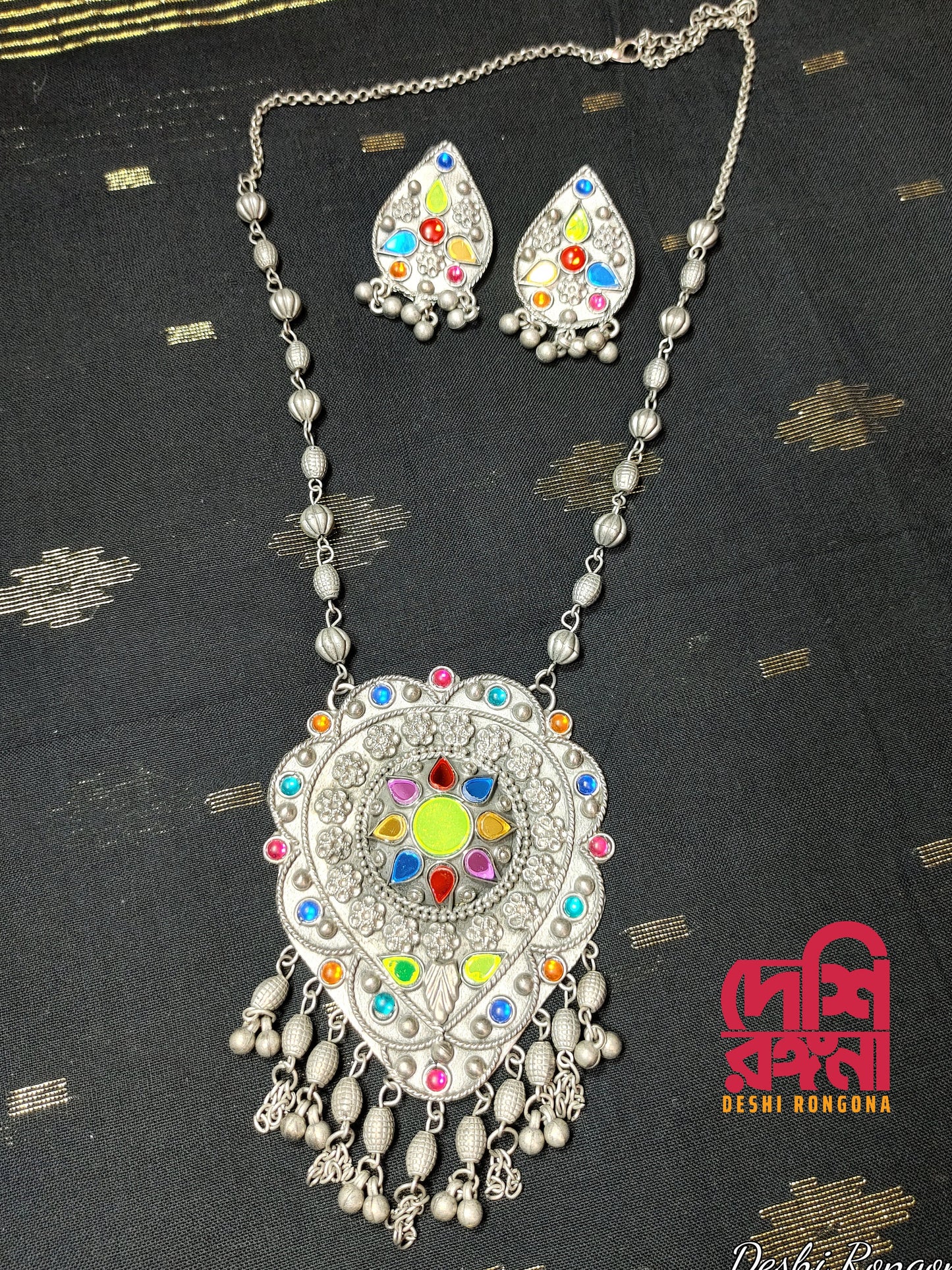 Silver Oxidised Jewelry, Antique Silver Plated Choker Necklace, Earrings,Indian Bollywood Jewelry,Fashion Set, Afgan/Bohemian Jewelry