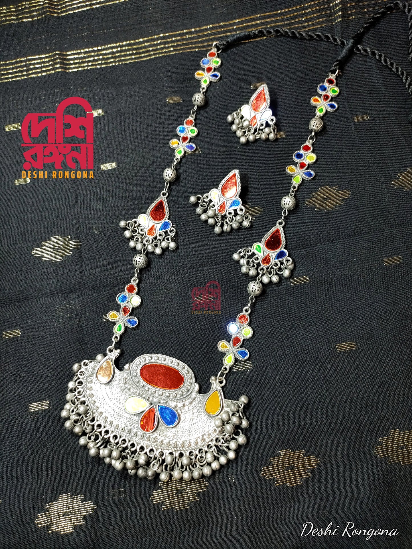 Silver Oxidised Mirror Jewelry, Antique Silver Plated Necklace,Jhumka Earrings,Indian Bollywood Jewelry,Fashion Set, Afgan/Bohemian Jewelry