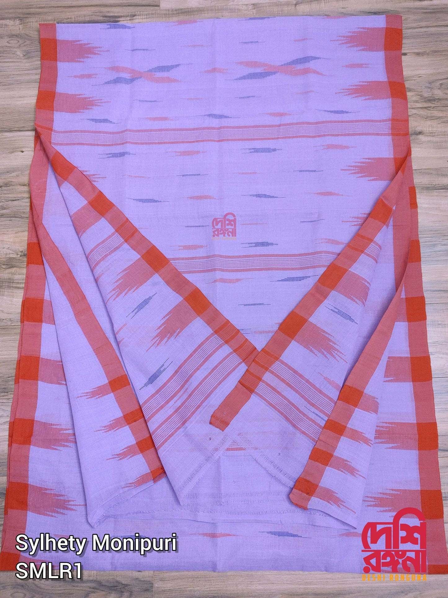 Sylheti Original Monipuri Handwoven Soft Cotton Saree, Beautiful Lavender with Red hand Woven Border,Bangladeshi Tribal Traditional Saree