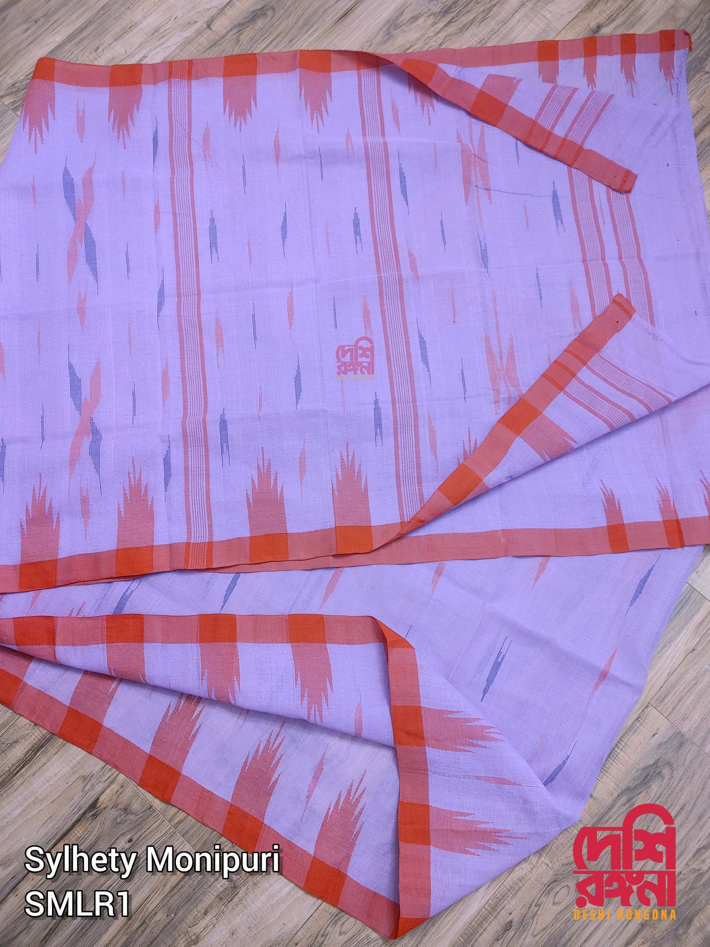 Sylheti Original Monipuri Handwoven Soft Cotton Saree, Beautiful Lavender with Red hand Woven Border,Bangladeshi Tribal Traditional Saree