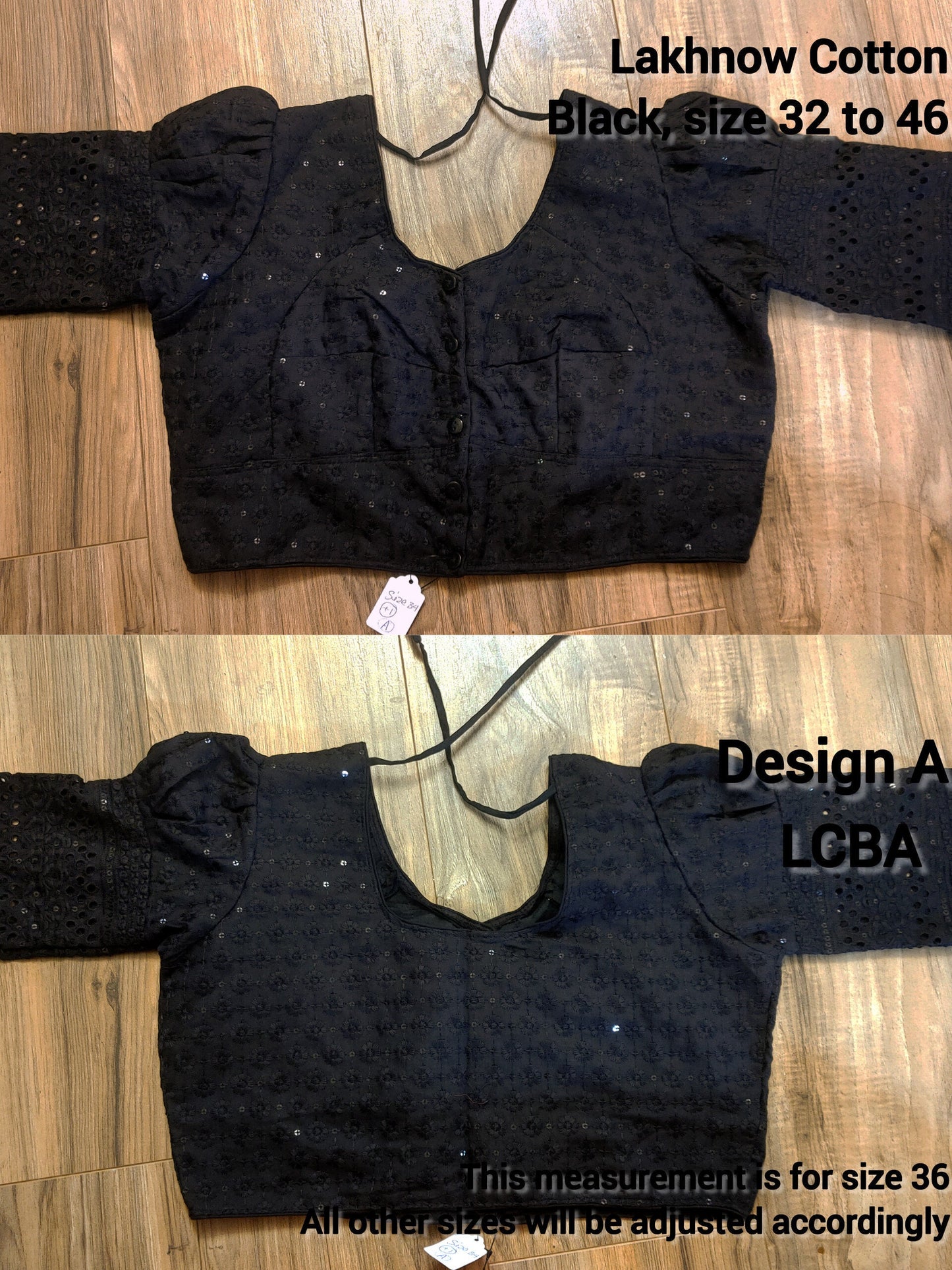 Readymade Lakhnow Cotton Black Blouse, Size 34 to 48, Comfortable, goes with any saree collection you have in your closet