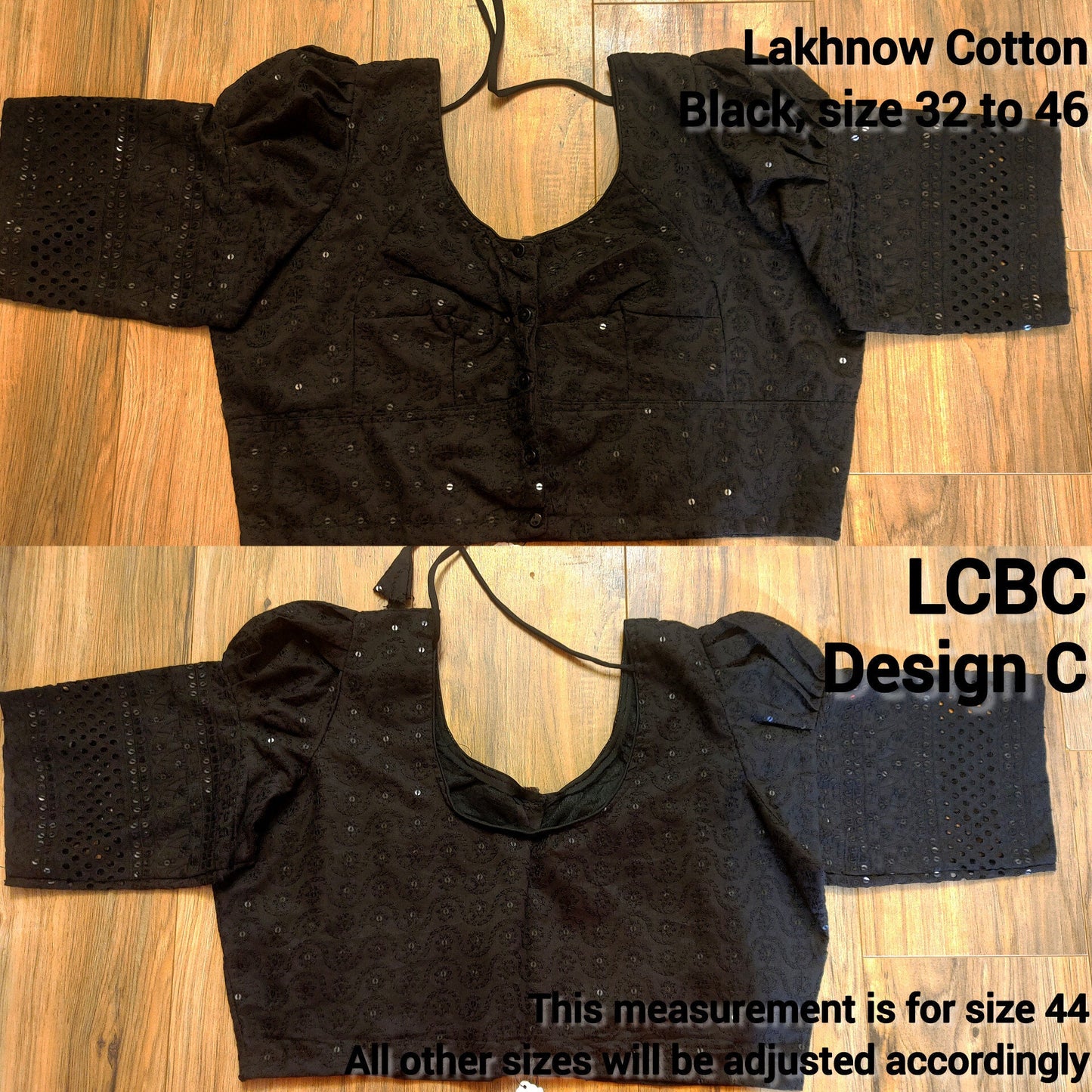 Readymade Lakhnow Cotton Black Blouse, Size 34 to 48, Comfortable, goes with any saree collection you have in your closet