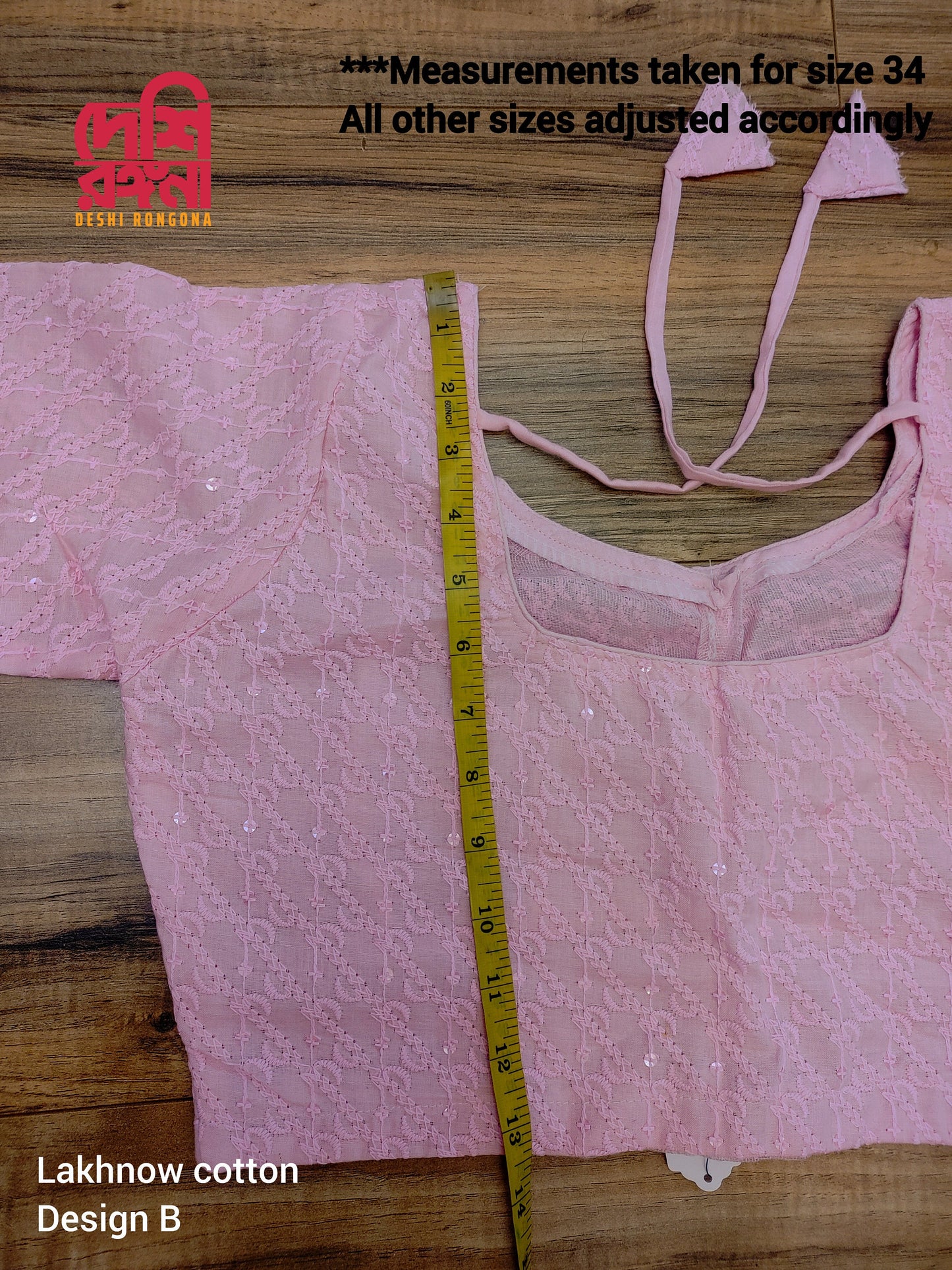 Readymade Lakhnaw Cotton Pink Blouse, Soft, plain sleeves,Size 34/36 Designer Blouse, Embroidered, Comfortable, goes with any contrast saree