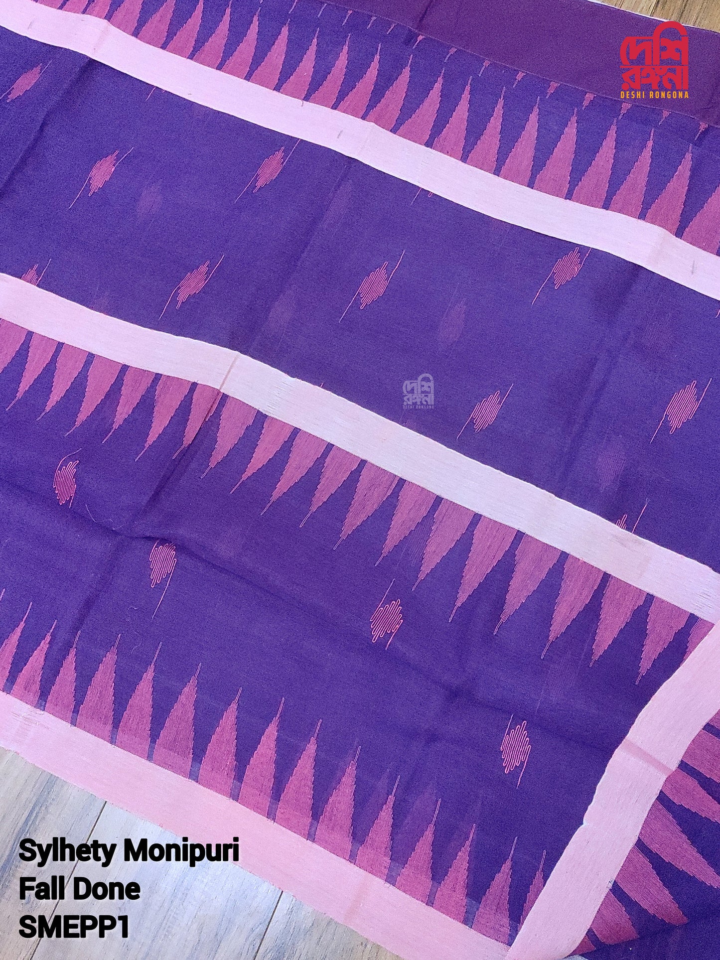 Sylhety Original Monipuri Handwoven Soft Cotton Saree, Enchanting Purple with Pink Hand Woven Border, Bangladeshi, Traditional Saree
