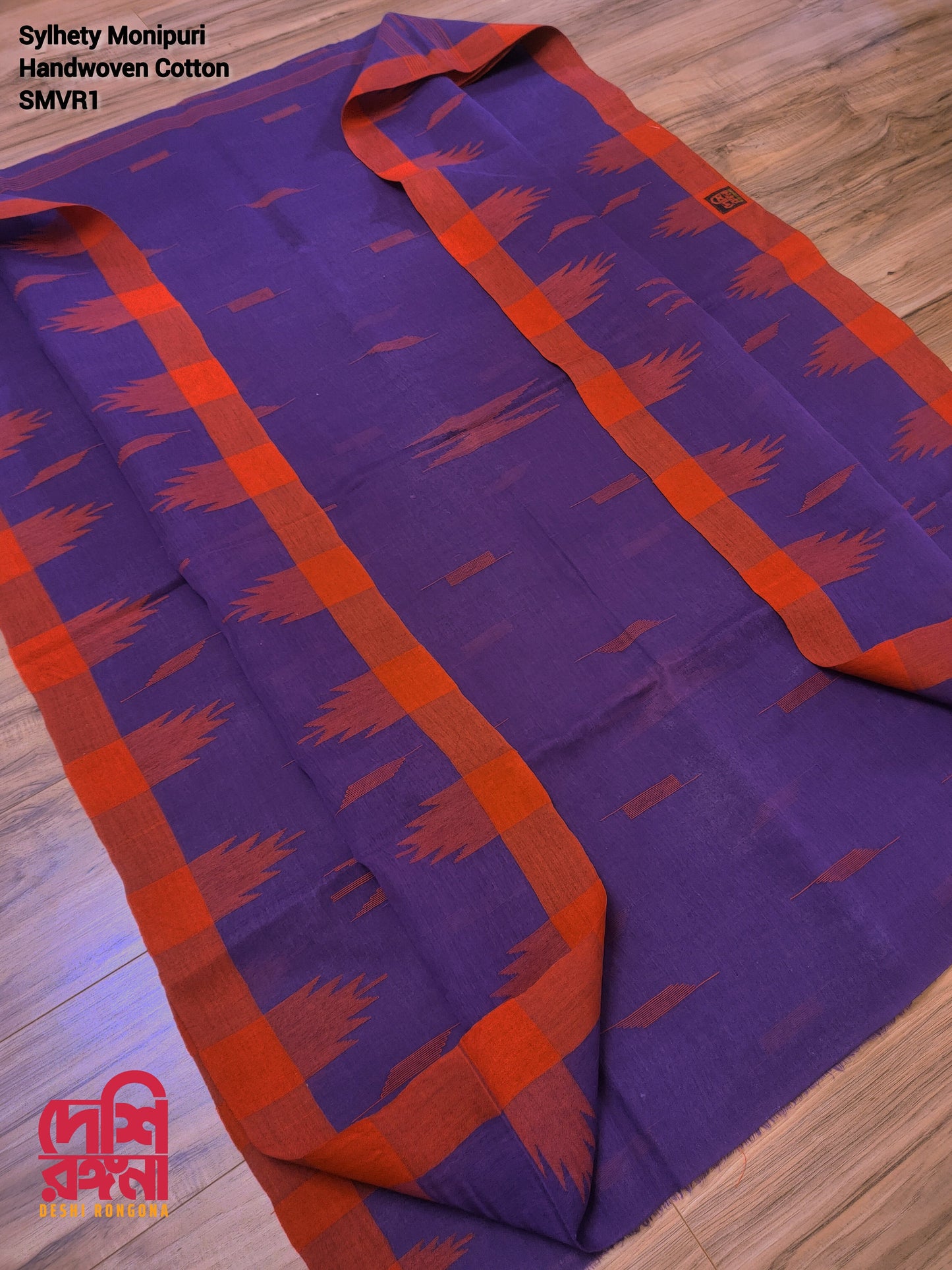 Sylheti Original Monipuri Handwoven Soft Cotton Saree, Purple with Red Hand Woven Border, Bangladeshi, Traditional Saree, Running Blouse pc