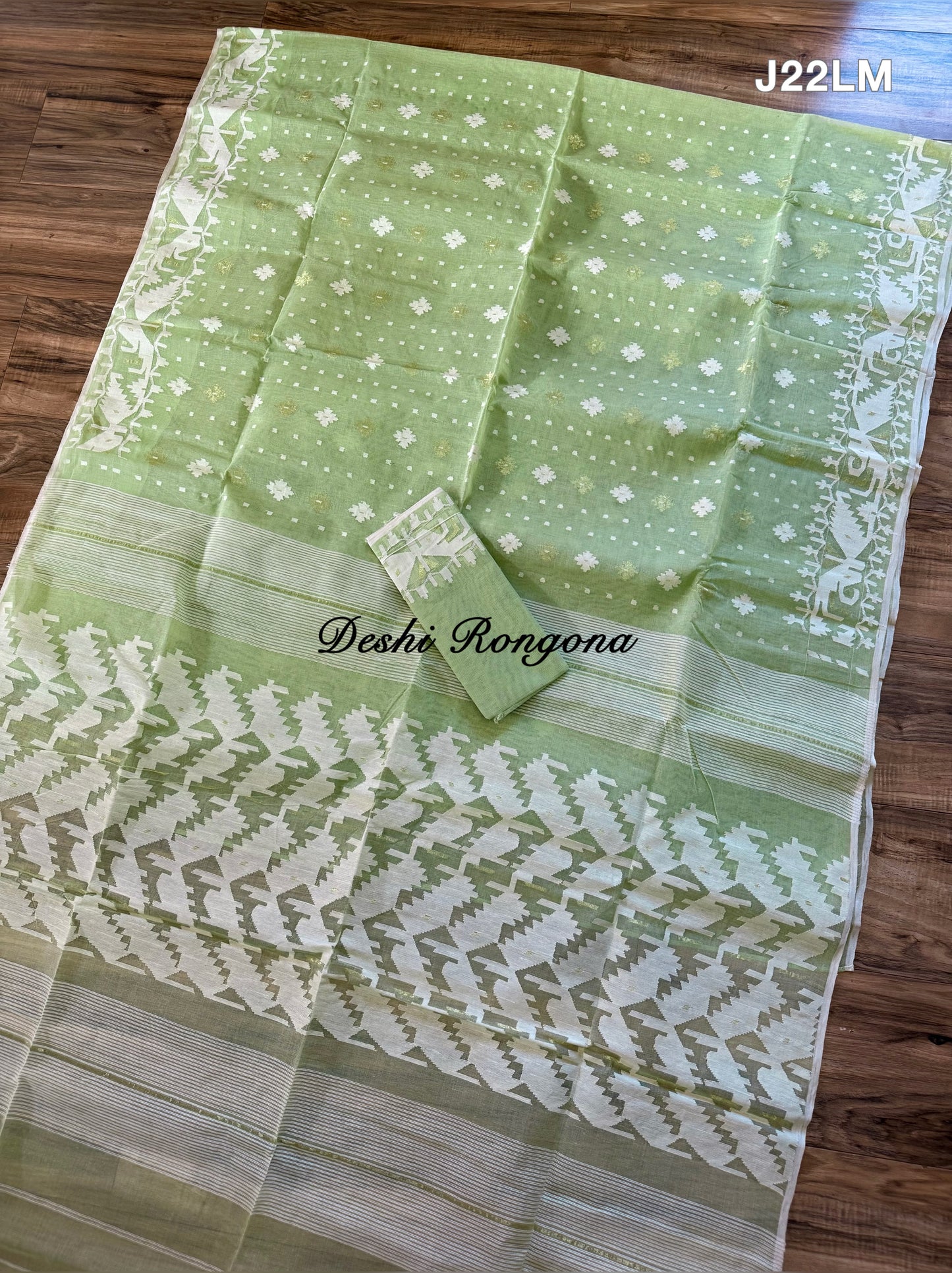 Original Dhakai Jamdani Saree, Handloom Classic -Mint Green