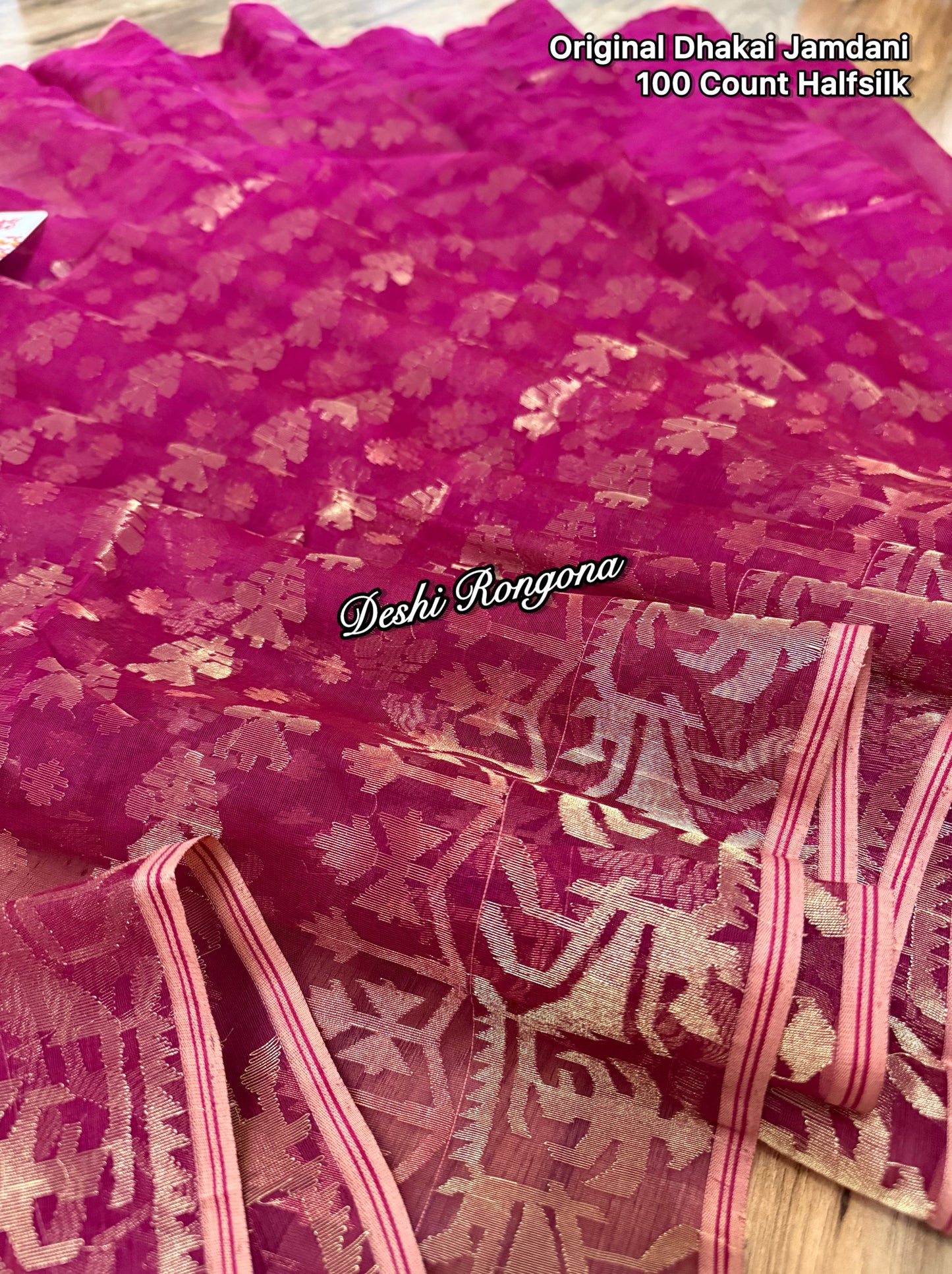 Exclusive Magenta Dhakai Jamdani Saree - Handloom Classic