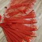 Original Moslin Handmade Karchupri work Saree, Bridal Red