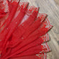 Original Moslin Handmade Karchupri work Saree, Bridal Red