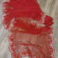 Original Moslin Handmade Karchupri work Saree, Bridal Red
