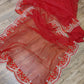 Original Moslin Handmade Karchupri work Saree, Bridal Red