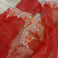 Original Moslin Handmade Karchupri work Saree, Bridal Red