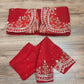 Original Moslin Handmade Karchupri work Saree, Bridal Red