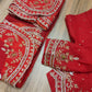 Original Moslin Handmade Karchupri work Saree, Bridal Red