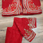 Original Moslin Handmade Karchupri work Saree, Bridal Red