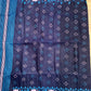 Original Dhakai Jamdani Saree, Handwoven Navy Blue with Pink/Blue work, 64 count, Halfsilk, Traditional, Classy Saree, Fall piko tassle done