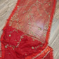 Original Moslin Handmade Karchupri work Saree, Bridal Red