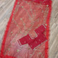 Original Moslin Handmade Karchupri work Saree, Bridal Red