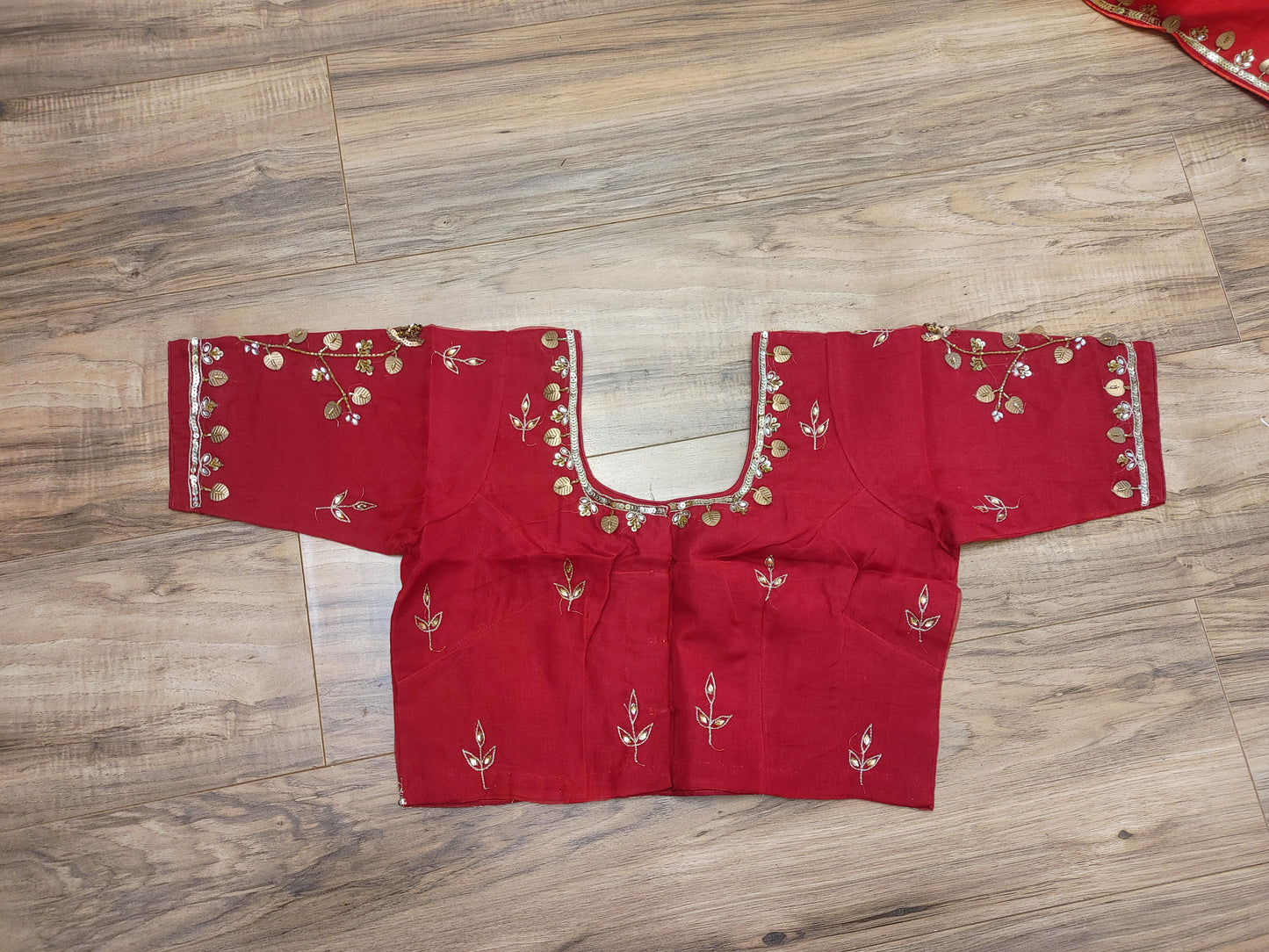 Original Moslin Handmade Karchupri work Saree, Bridal Red