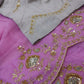 Original Moslin Hand Karchupi work Saree, Lavender Dream, contrast blouse