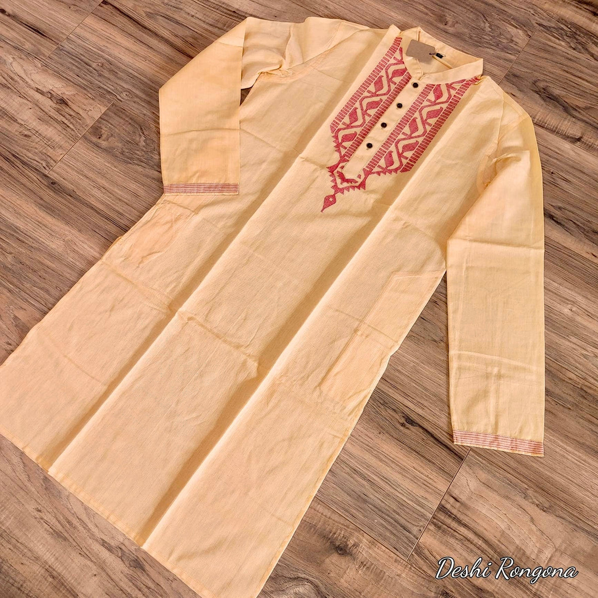 Origina Dhakai Jamdani Men Punjabi-Peach Color, Bangladeshi