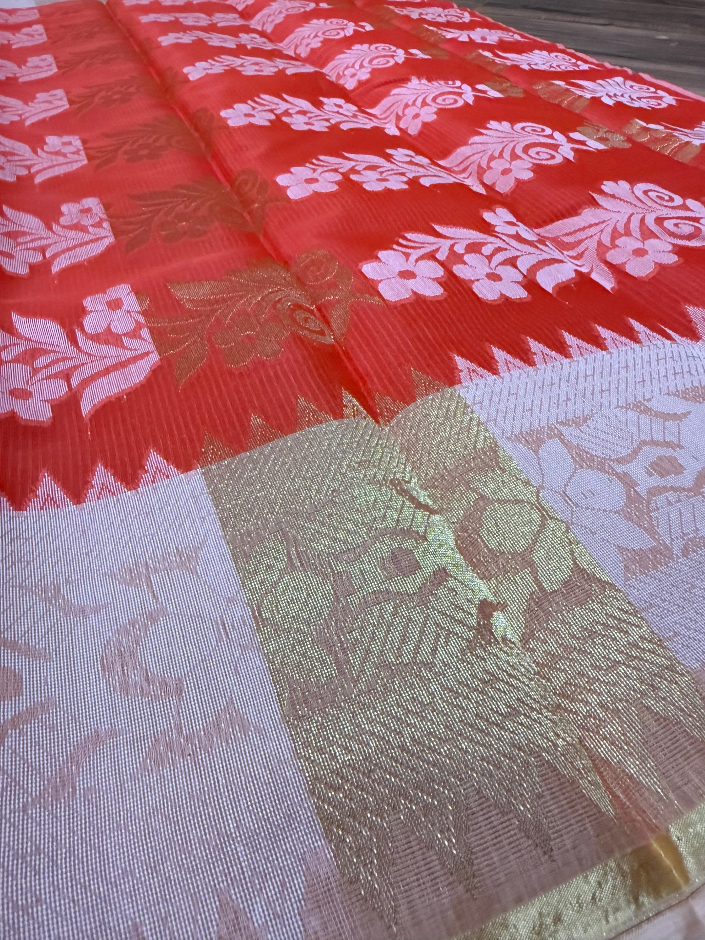Tangail Halfsilk Saree, Orange