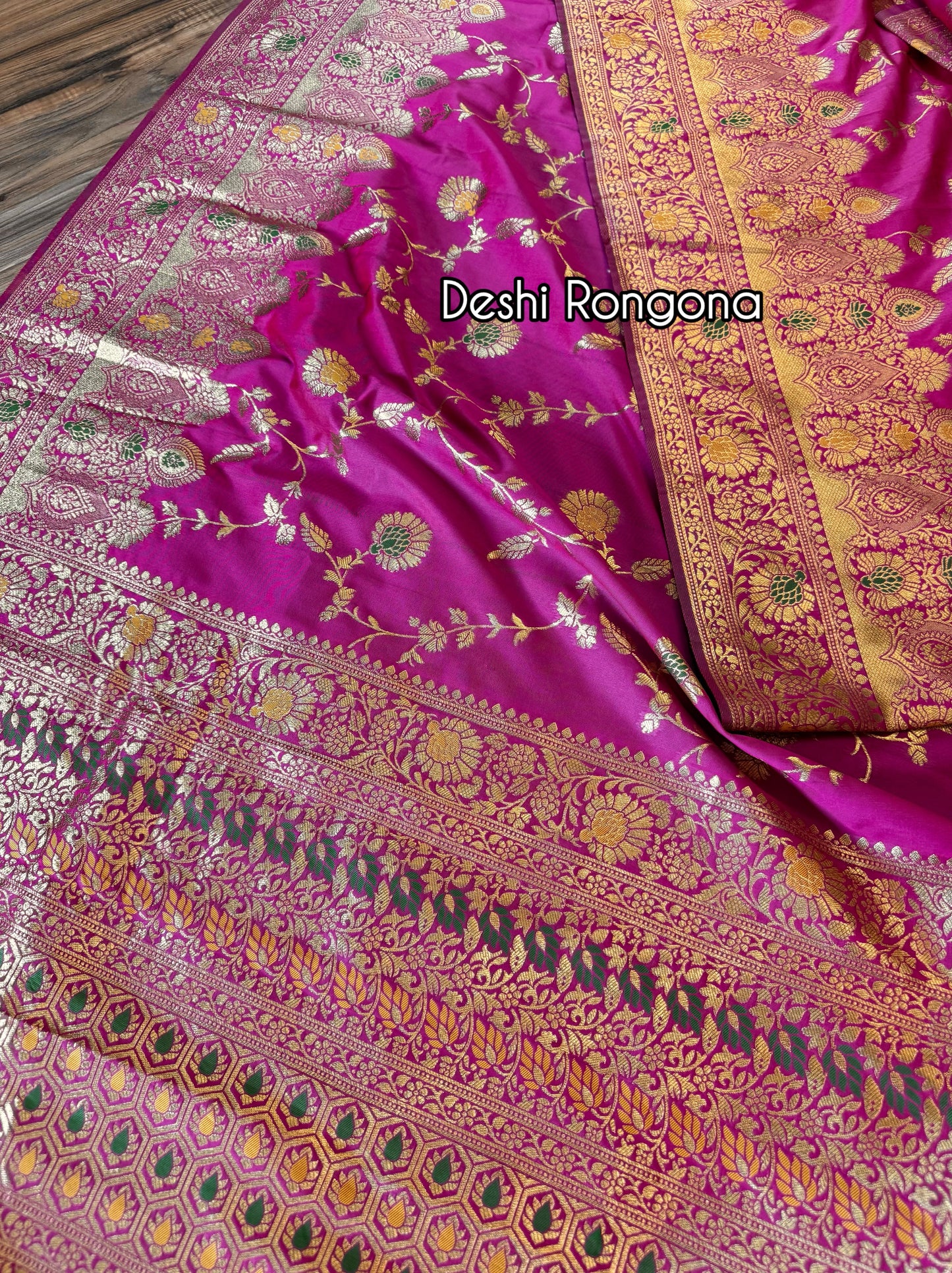 Magenta Benaroshi Katan Silk Saree – Elegant Wedding & Party Wear
