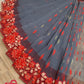 Gray-Red Cutwork Dhakai Jamdani – Halfsilk 64 count