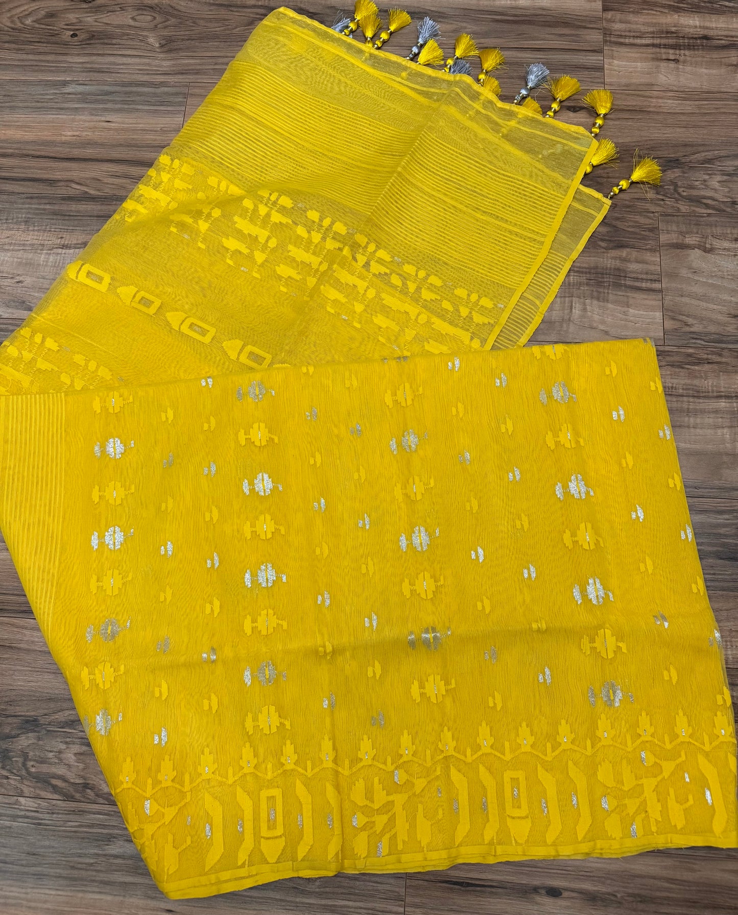 Original Dhakai Jamdani Saree - Yellow