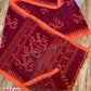 Monipuri Cotton saree, Maroon and Orange