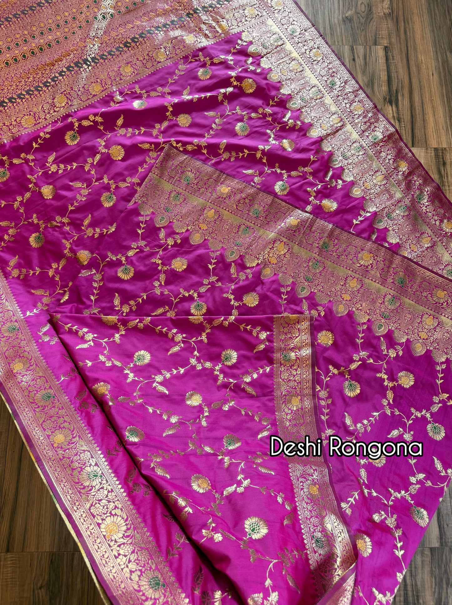 Magenta Benaroshi Katan Silk Saree – Elegant Wedding & Party Wear