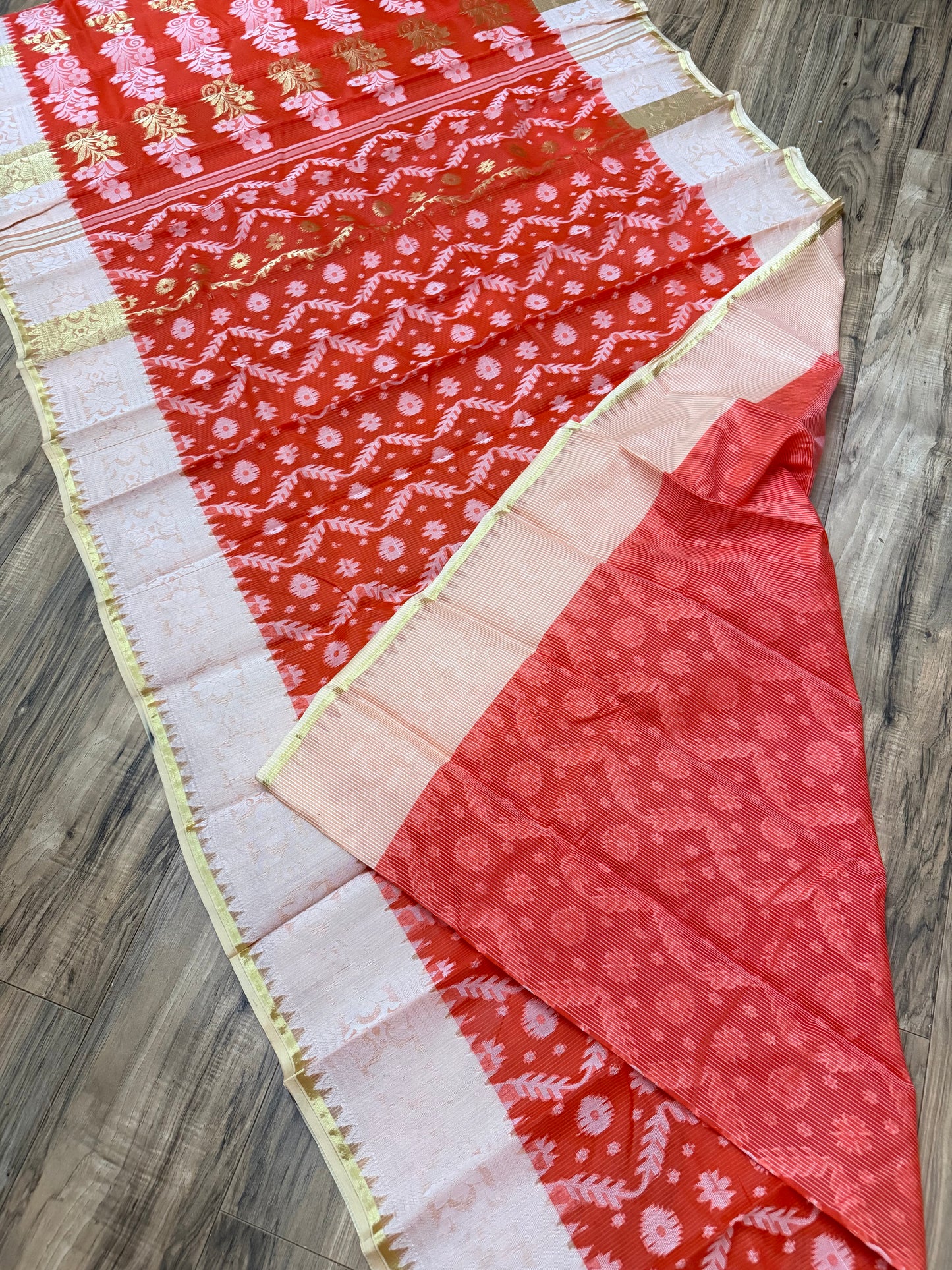 Tangail Halfsilk Saree, Orange