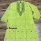 Original Dhakai Jamdani Punjabi, Handwoven Pure Cotton, Lime Color
