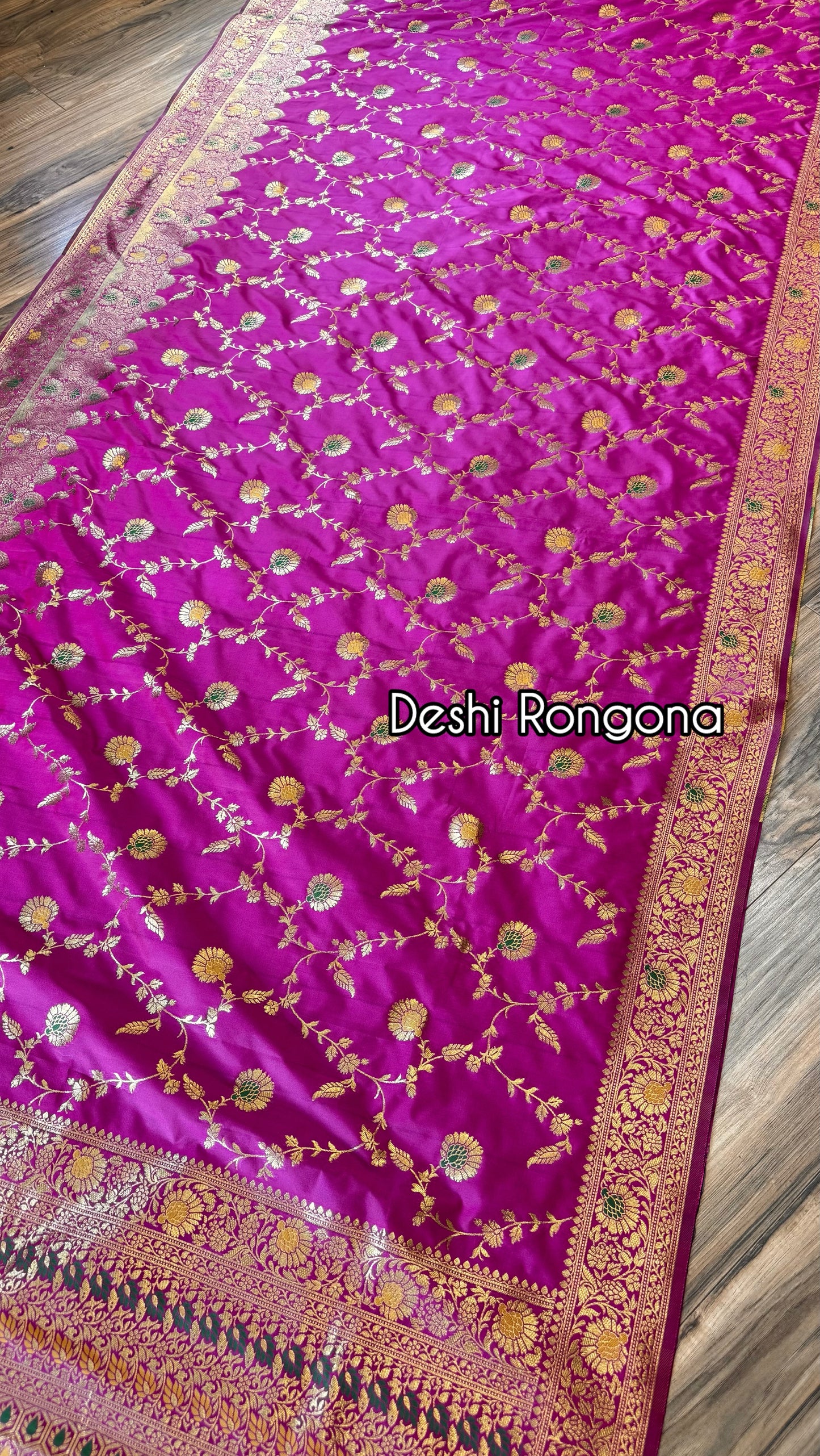 Magenta Benaroshi Katan Silk Saree – Elegant Wedding & Party Wear