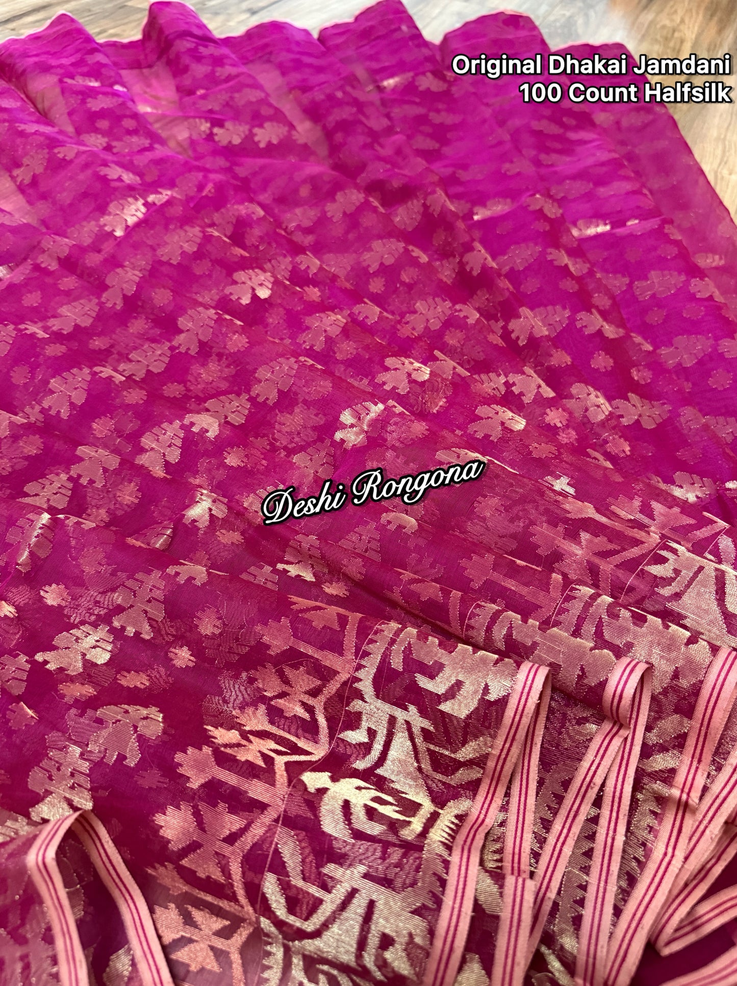 Exclusive Magenta Dhakai Jamdani Saree - Handloom Classic