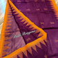 Monipuri Cotton saree, Burgundy and Orange