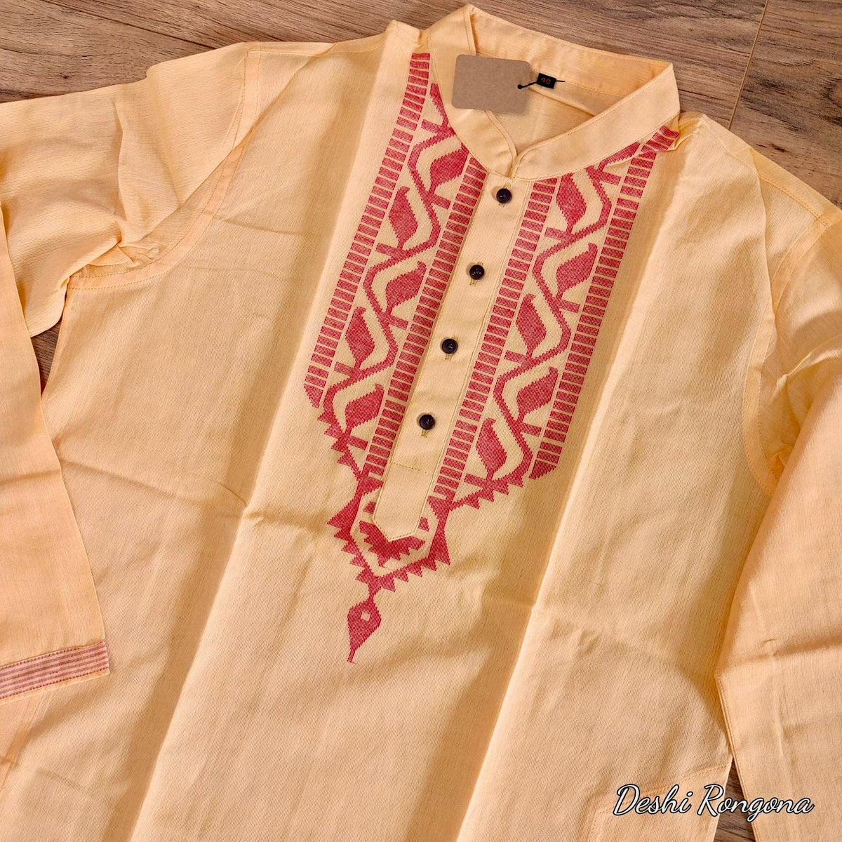 Origina Dhakai Jamdani Men Punjabi-Peach Color, Bangladeshi