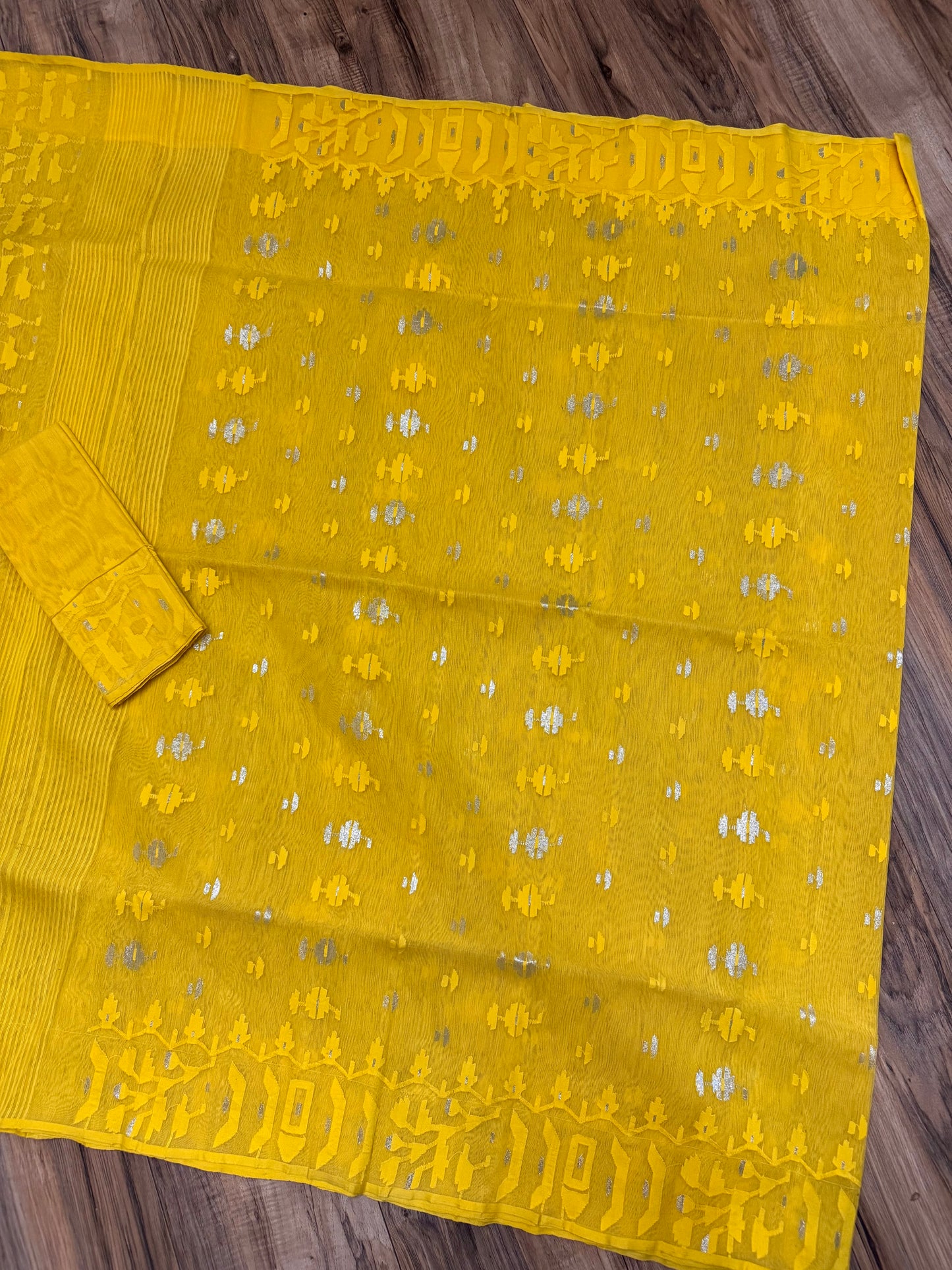 Original Dhakai Jamdani Saree - Yellow