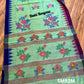 Sylheti Monipuri Saree, Mint with Purple/Blue Border