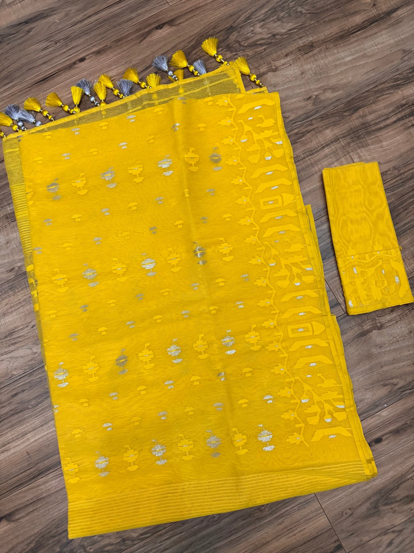 Original Dhakai Jamdani Saree - Yellow