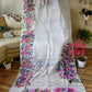 Handpainted Jamdani, Original Dhakai Saree | Queens Crepe Myrtle Flower Theme