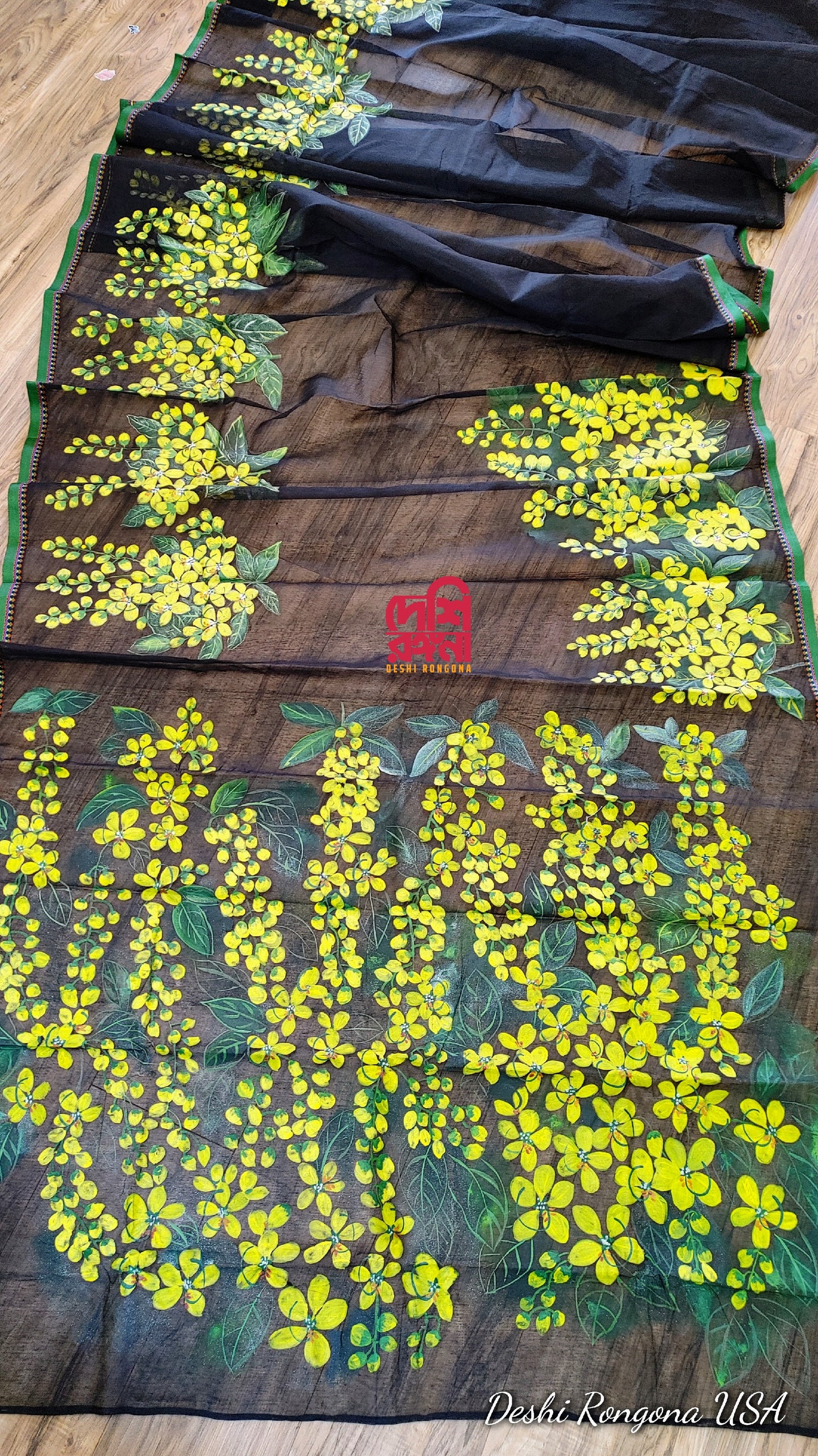 Handpainted Handloom Halfsilk Saree and Aarong Cotton Punjubi Set. Oporajita Theme.