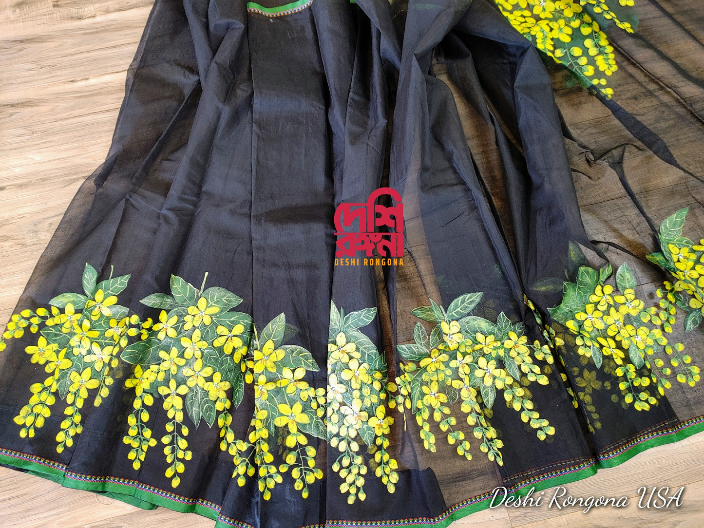 Handpainted Handloom Halfsilk Saree and Aarong Cotton Punjubi Set. Oporajita Theme.
