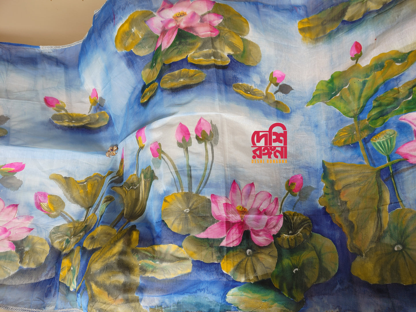 Abstract Watercolor – Handpainted Half Silk Saree (Copy)